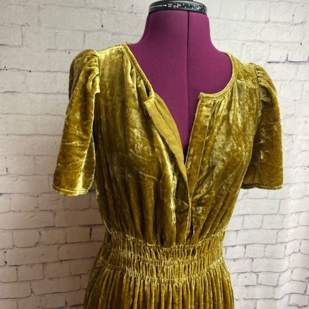 Anthropologie Gold Velvet High Low Dress - Picture 6 of 7